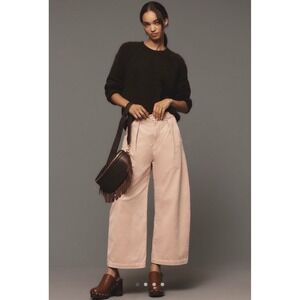 Citizens of Humanity barrel leg ankle corduroys Light Pink Pleated High Rise